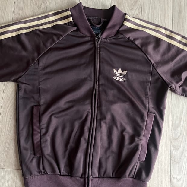 아디다스 빈티지 초코브라운 크롭 져지 xs