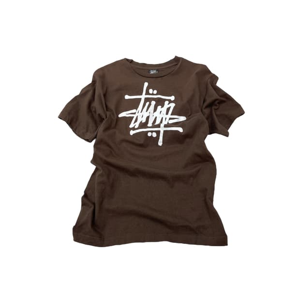 Stussy brown logo t shirt 