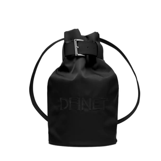 DEINET LOGO BUCKET BAG IN BLACK
