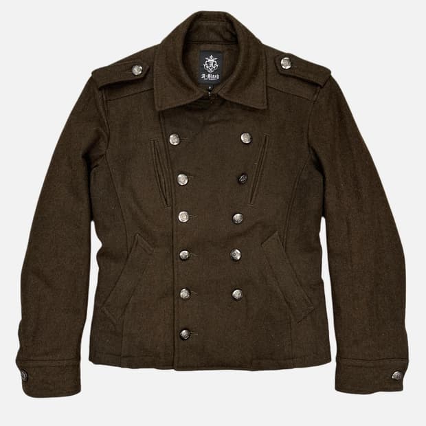 dark khaki military wool jacket