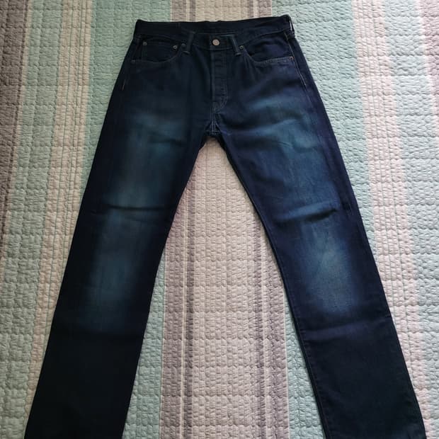 리바이스 501 오리지널 레귤러스트레이트 인디고 블루 염색진 32사이즈