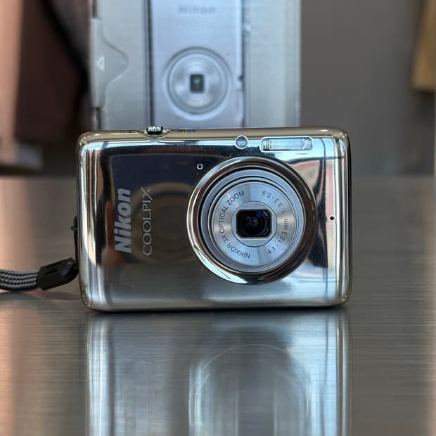 박스O)니콘 쿨픽스 s02 크롬실버 빈티지디카