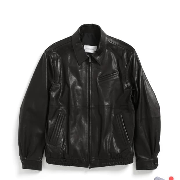 4사이즈 해칭룸 볼륨 스티치 램스킨 레더 자켓 블랙컬러