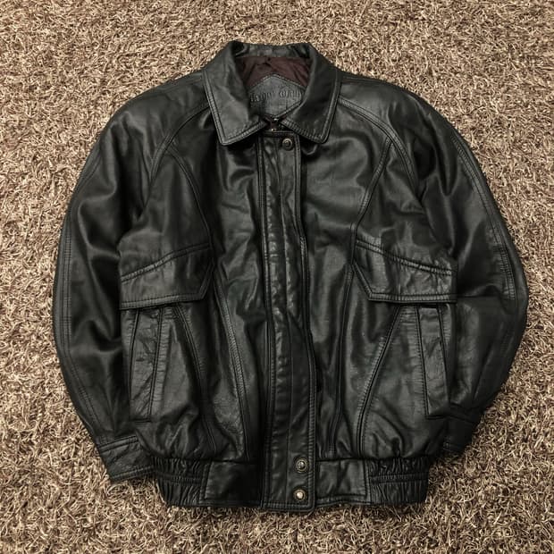 빈티지 양가죽 봄버 레더 가죽 자켓