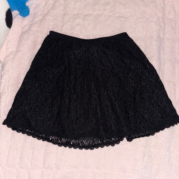 빈티지 블랙 미니 스커트 크로셰 레이스