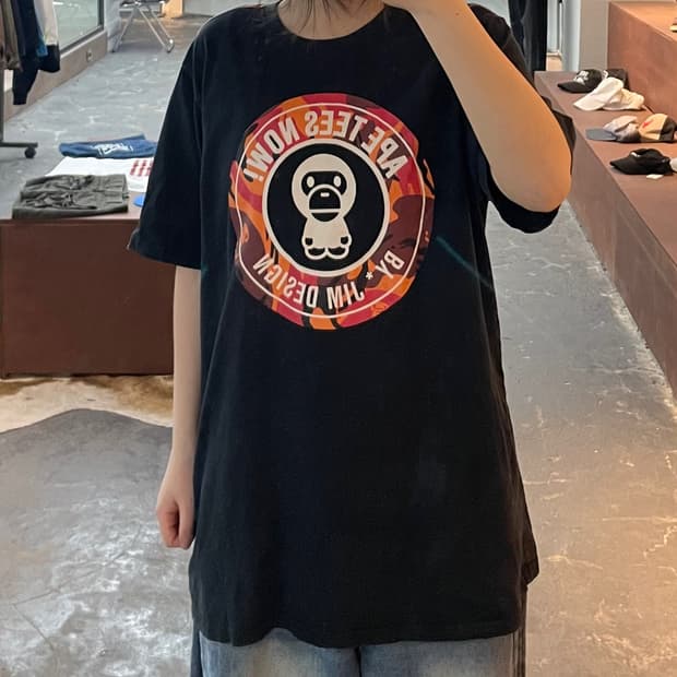 베이프 카모 프린팅 블랙 반팔 H2423