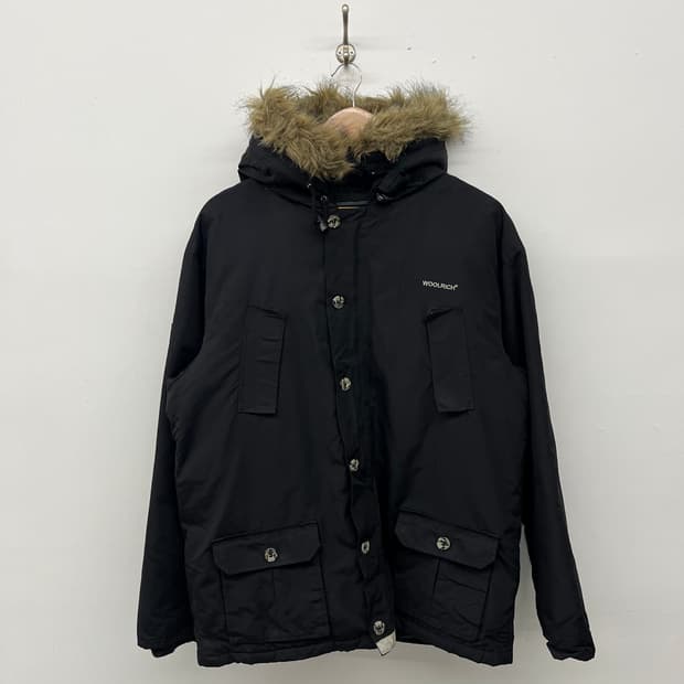 울리치 블랙 후드 패딩 점퍼 여XL