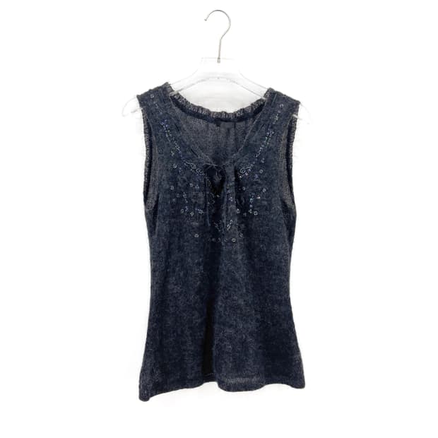 키요코 타카세 비즈 모헤어 레이어드 니트 베스트