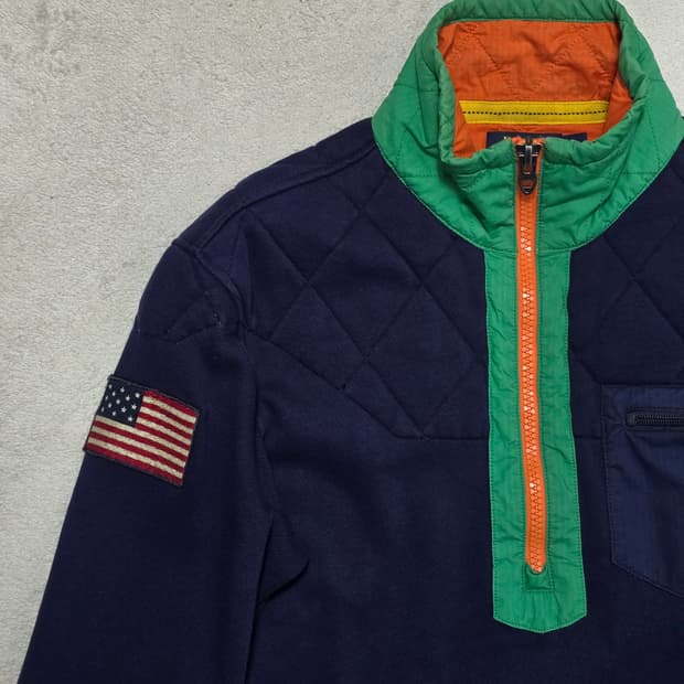 폴로랄프로렌 성조기 퀄팅 하프집업 M