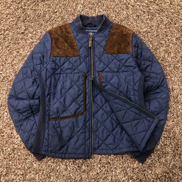 폴로 랄프로렌 투웨이 소가죽 스웨이드 패치 퀄팅 자켓