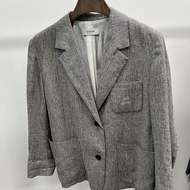 여) 시스템 오버 린넨자켓 