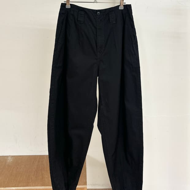 랄프 로렌 블랙 코튼 펜칭 팬츠