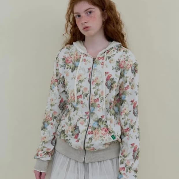 노컨텐츠 플라워 레이스 집업_ 아이보리