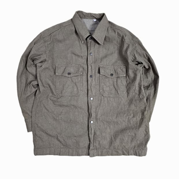 [XL] 유니클로 빈티지 올리브 브라운 코튼 워크 셔츠 자켓 (셔켓)