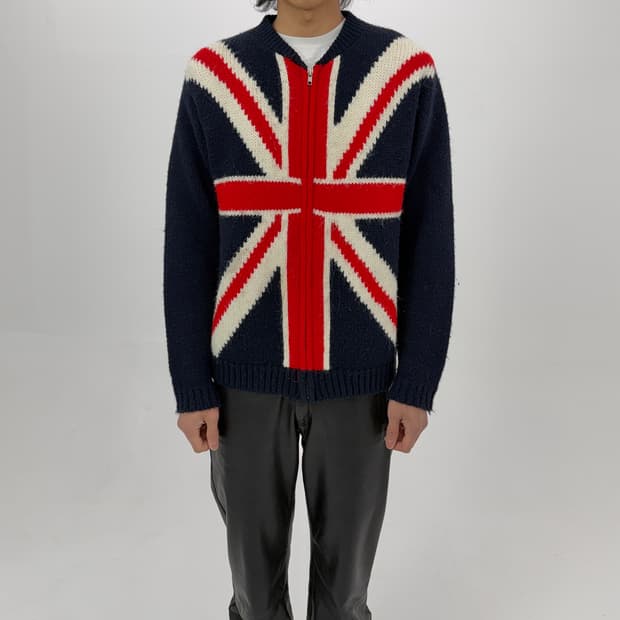 JP Vintage Union Jack 니트 집업