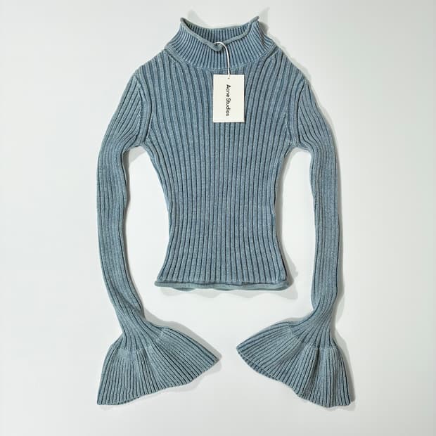 아크네 스튜디오 러플 슬리브 니트 스웨터 블루 XXS사이즈