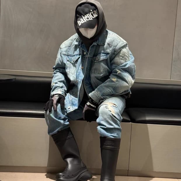 Yeezy Gap 칸예 모토 오버핏 바이커 데님자켓