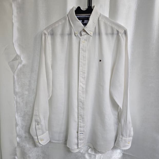 타미힐피거 화이트 린넨 긴팔 셔츠 (1747)