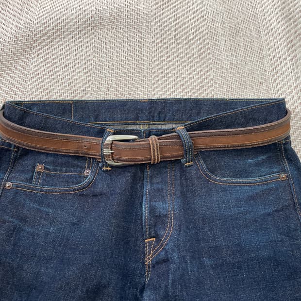 빈티지 Charles jourdan paris 브라운 레더 벨트 