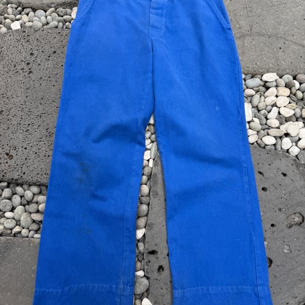 OLD VINTAGE WASHED BLUE FRENCH 프렌치 워크팬츠
