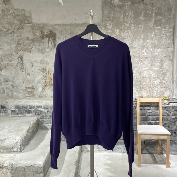 질샌더 퍼플 베이직 캐시미어 니트
