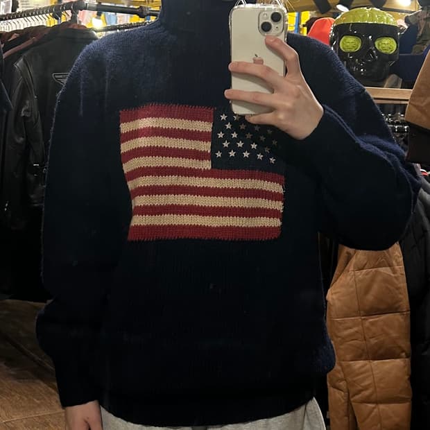 [HI] 폴로 성조기 니트 네이비