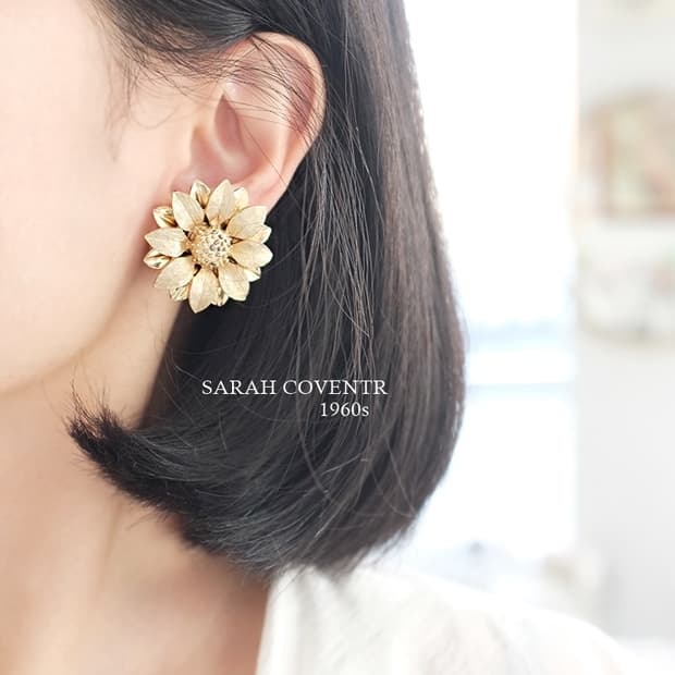 1960s 오버사이즈 꽃귀걸이 빈티지귀찌귀걸이 