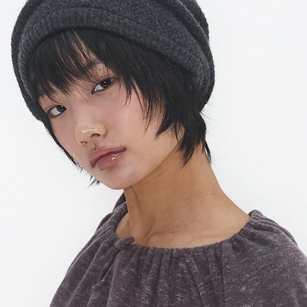 익스파이드걸 니트 비니 차콜