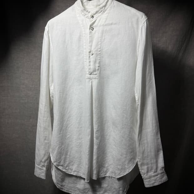 Araki Yuu Raw-hem Linen Pullover Shirt  