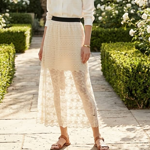 [26-27]써스데이아일랜드 밴딩 레이스 스커트