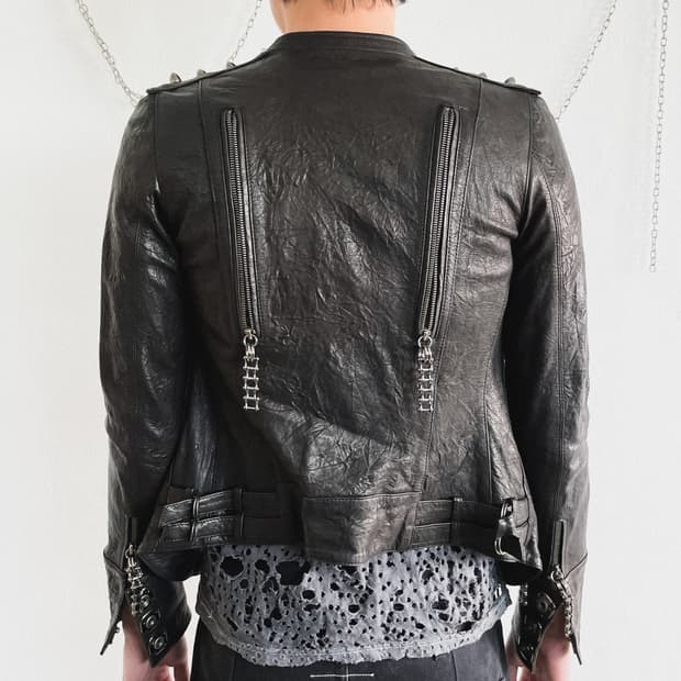 토마스 와일드 vkei / 오피움 바이크체인 지퍼 레더자켓