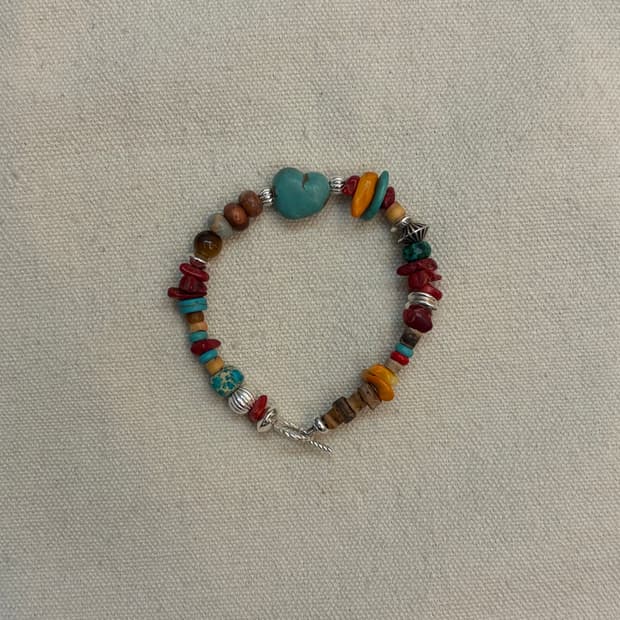 빈티지 터키석 하트 브레이슬릿