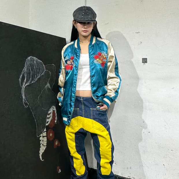 Jpn 일본빈티지 오리엔탈 로 민트 기모노 스카잔 자켓