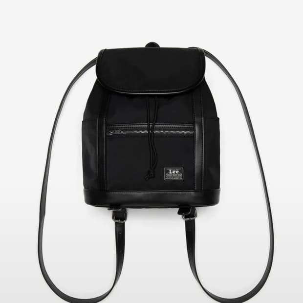 lee 배색 나일론 미니 백팩 블랙