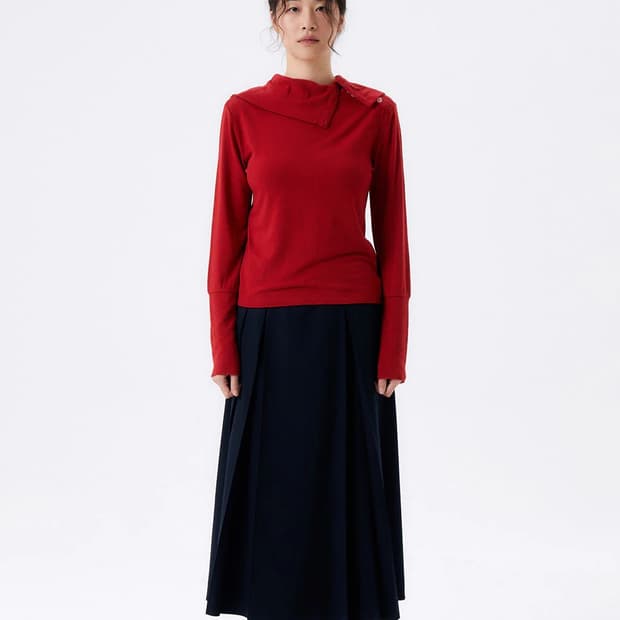 Halominium maxi pleated wrap skirt