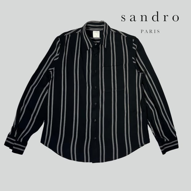[XL]SANDRO 산드로 스트라이프 레이온 셔츠