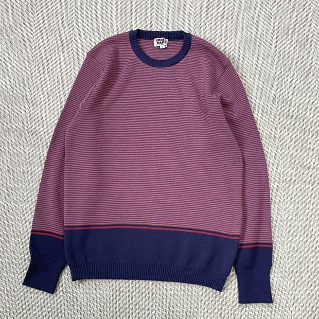 로디파리 스트라이프 배색 크루넥 니트