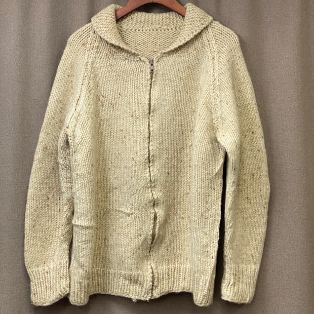 빈티지 헤비 니트 집업