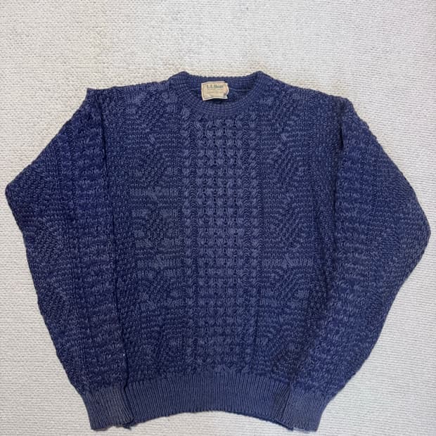 L.L.Bean 미국생산 케이블 니트 퓨어울 100% M