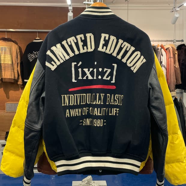 ixiz japanese 소가죽 바시티 자켓