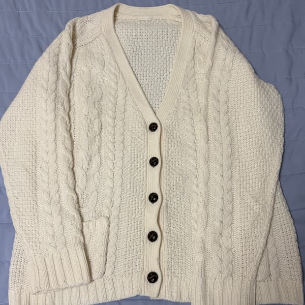 아이보리 꽈배기 롱가디건