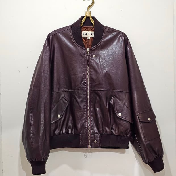 Eco Leather 초코브라운 2way 봄버자켓