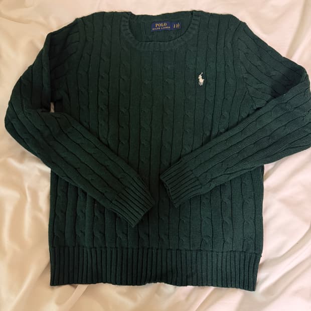 폴로 랄프로렌 케이블 니트 딥그린 S