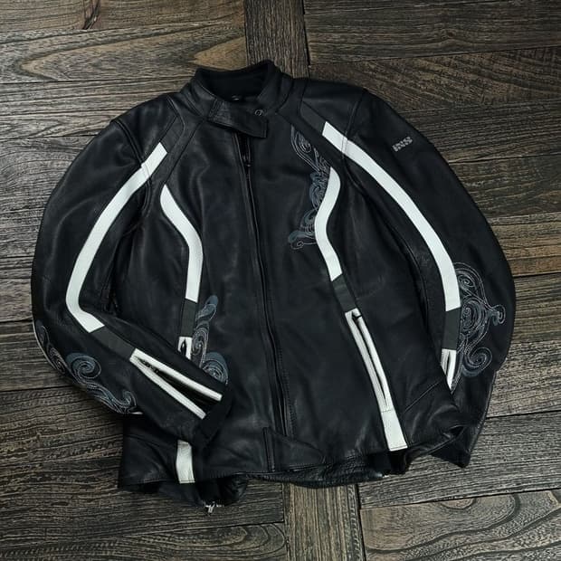 [IXS] 리얼 카우 스킨 레더 바이커 레이싱 자켓 블랙 M17813