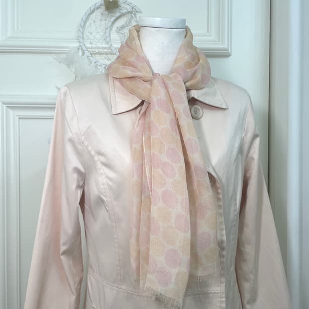 coral pink dot chiffon scarf