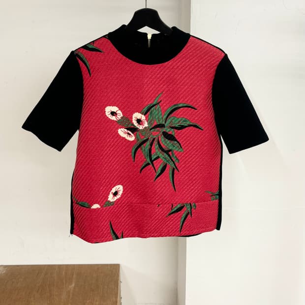 마르니 플로럴 자카드 니트 반팔