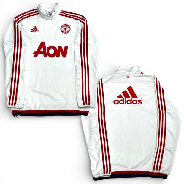 Adidas 맨체스터 유나이티드 화이트 사선 지퍼 긴팔