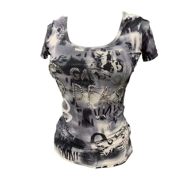 스모크 갸루 스톤 프린트 탑