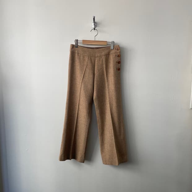 vintage low rise side button wool slacks