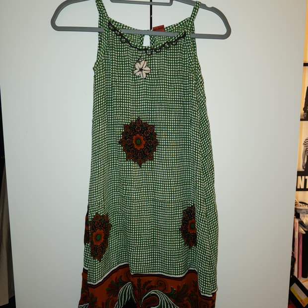 에스닉 패턴 여름 휴양지 비즈 끈 원피스